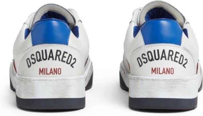 Dsquared2 Witte Leren Panel Sneakers White Heren