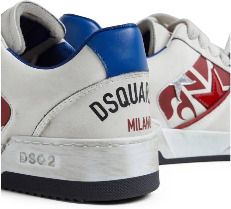 Dsquared2 Witte Leren Panel Sneakers White Heren