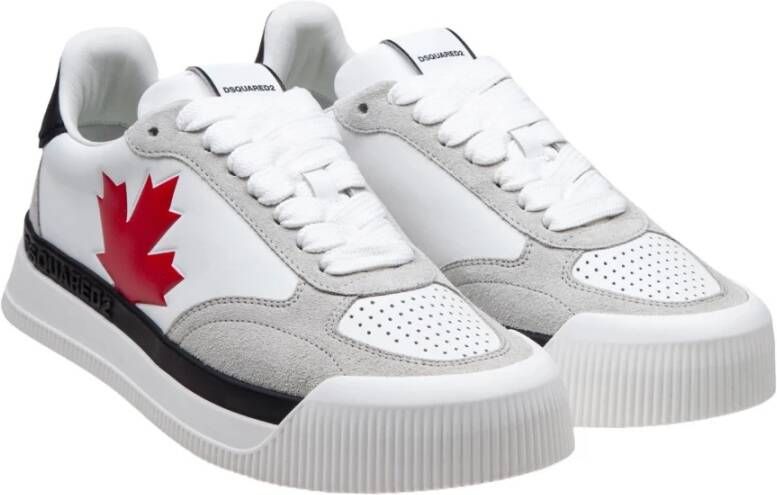 Dsquared2 Witte Leren Sneakers met Rode Accenten White Heren