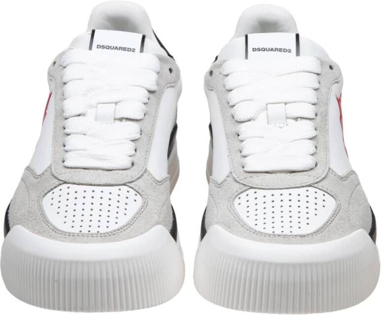 Dsquared2 Witte Leren Sneakers met Rode Accenten White Heren