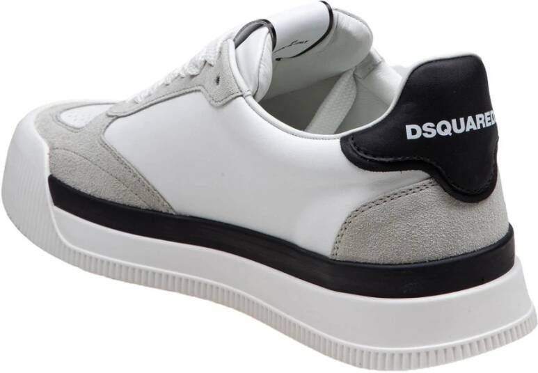 Dsquared2 Witte Leren Sneakers met Rode Accenten White Heren