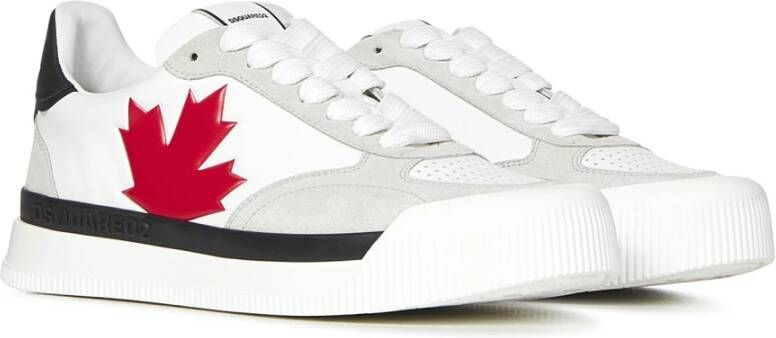 Dsquared2 Witte Leren Sneakers met Rood Blad White Heren