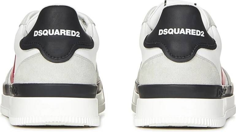 Dsquared2 Witte Leren Sneakers met Rood Blad White Heren