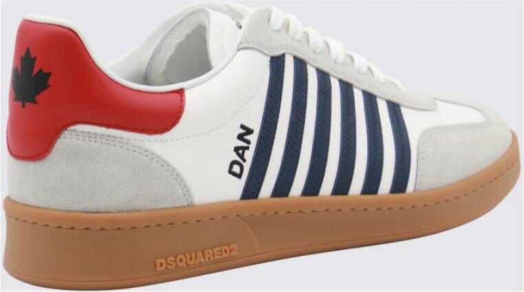 Dsquared2 Witte Leren Sneakers met Strepen Multicolor Heren