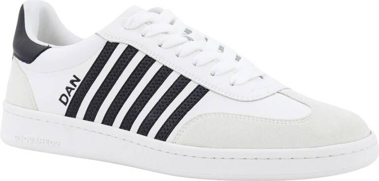 Dsquared2 Witte Leren Sneakers Veters Rubber Zool White Heren