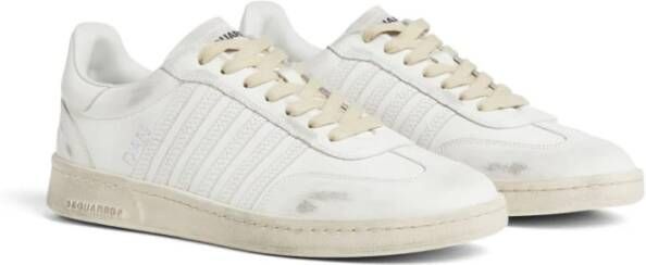 Dsquared2 Witte Leren Veterschoenen White Heren