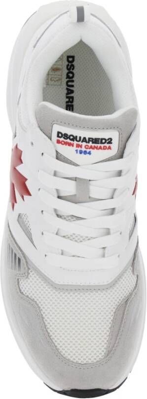 Dsquared2 Witte Sneakers Vitello+Suede+Mesh Bianco+Rosso White Heren