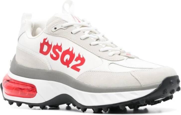 Dsquared2 Witte Veterschoenen met Dikke Rubberen Zool White Heren