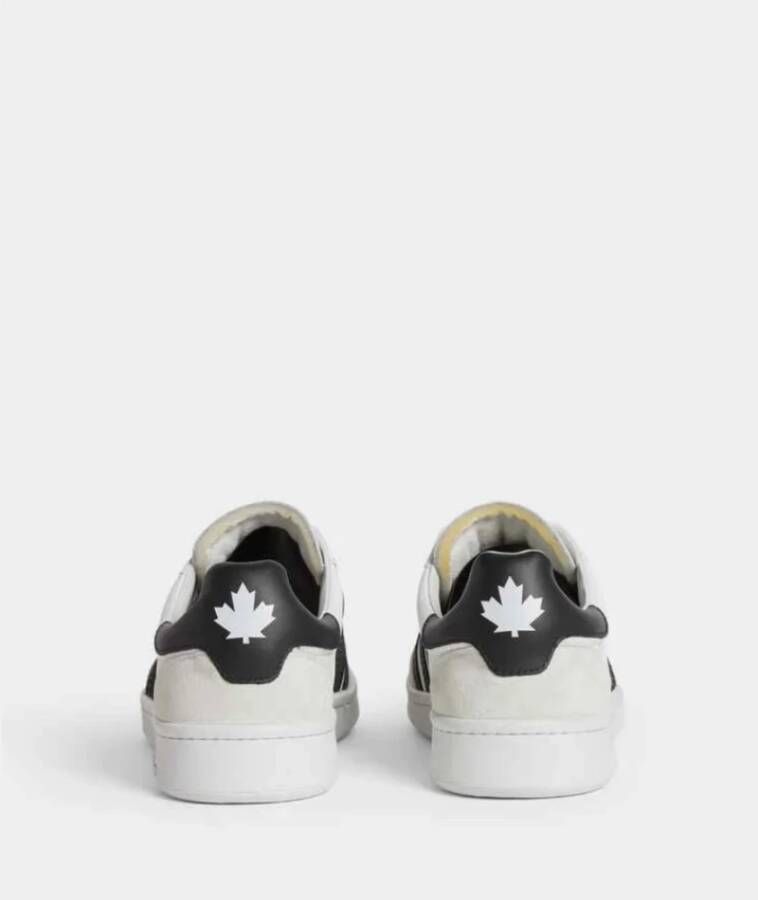 Dsquared2 Zwarte Gestreepte Leren Sneakers White Dames