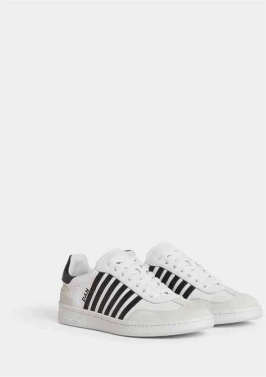 Dsquared2 Zwarte Gestreepte Leren Sneakers White Dames