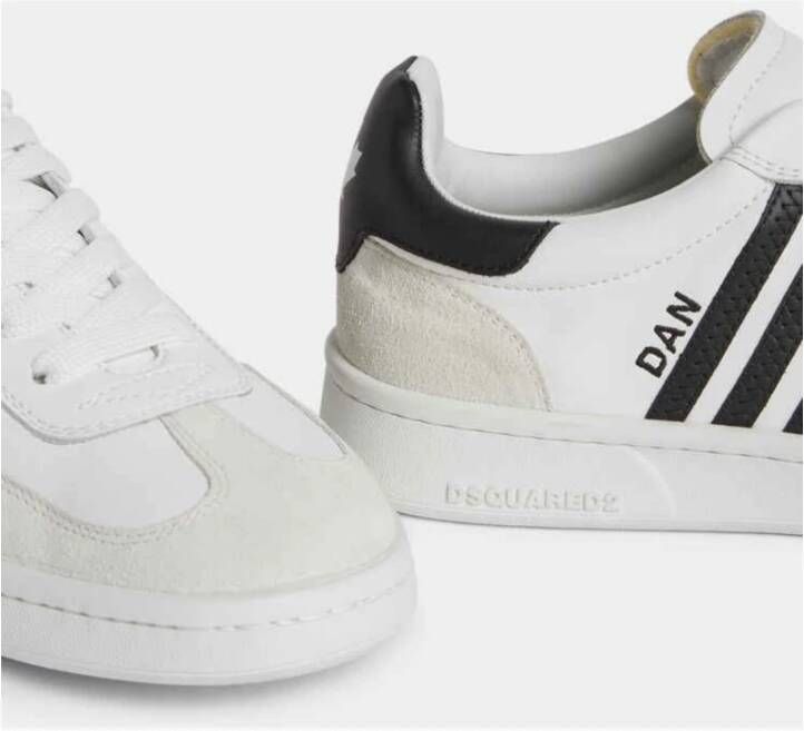 Dsquared2 Zwarte Gestreepte Leren Sneakers White Dames