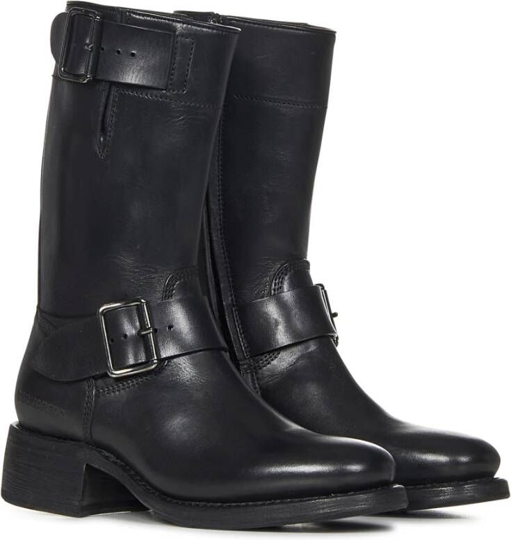 Dsquared2 Zwarte Leren Biker Enkellaarzen Black Dames