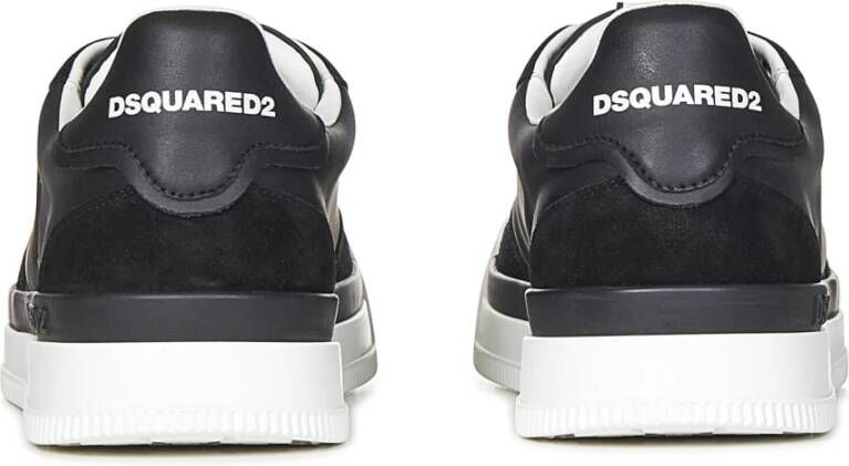 Dsquared2 Zwarte Leren Sneakers met Esdoornblad Detail Black Heren