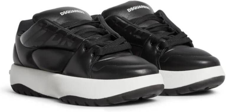 Dsquared2 Zwarte leren sneakers met opgeblazen design Black Heren