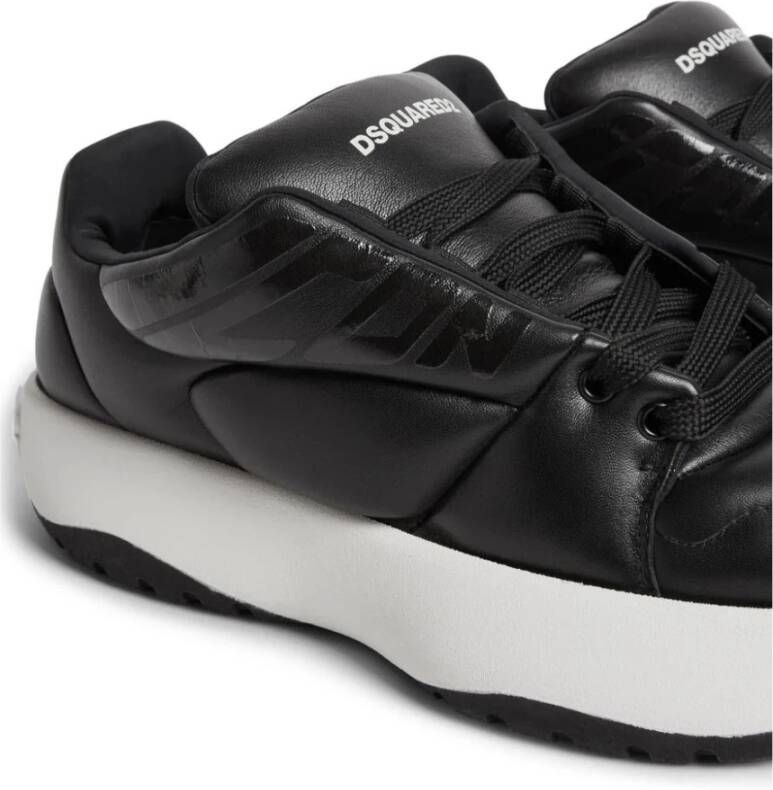 Dsquared2 Zwarte leren sneakers met opgeblazen design Black Heren