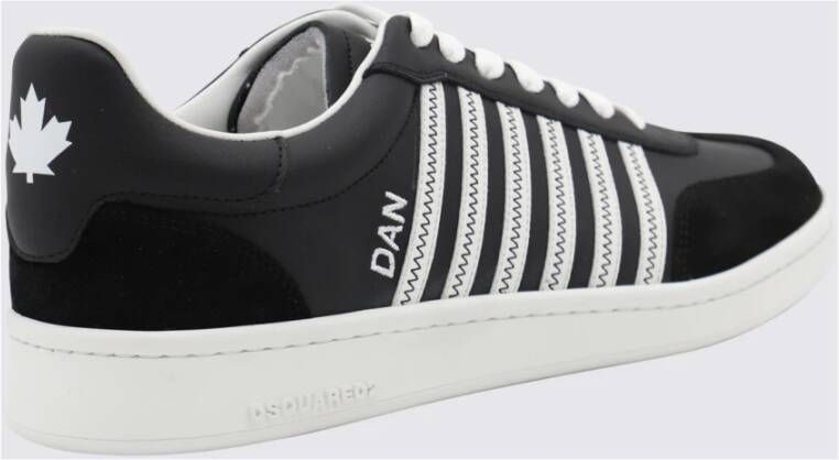 Dsquared2 Zwarte Leren Sneakers met Strepen Black Heren