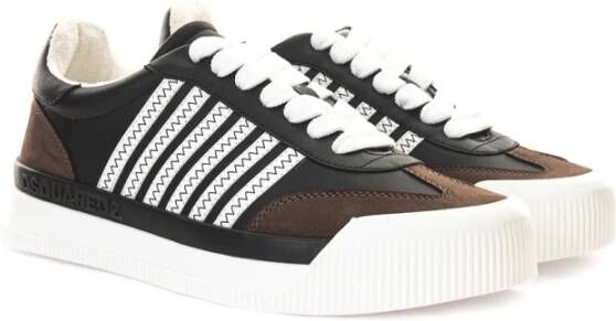 Dsquared2 Zwarte Leren Sneakers New Jersey Black Heren