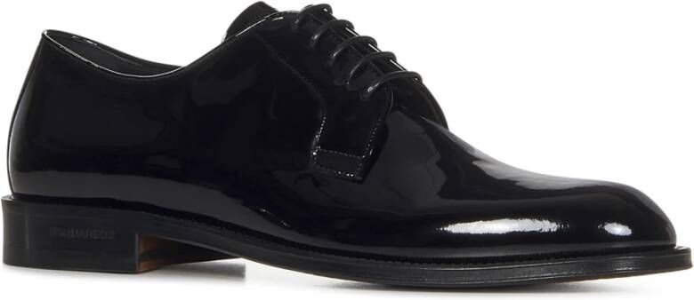 Dsquared2 Zwarte Patent Leren Derby Veterschoenen Black Heren