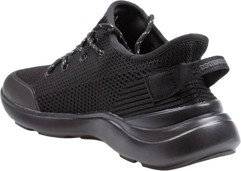 Dsquared2 Zwarte Stretch Gebreide Sneakers Trekking Stijl Black Heren