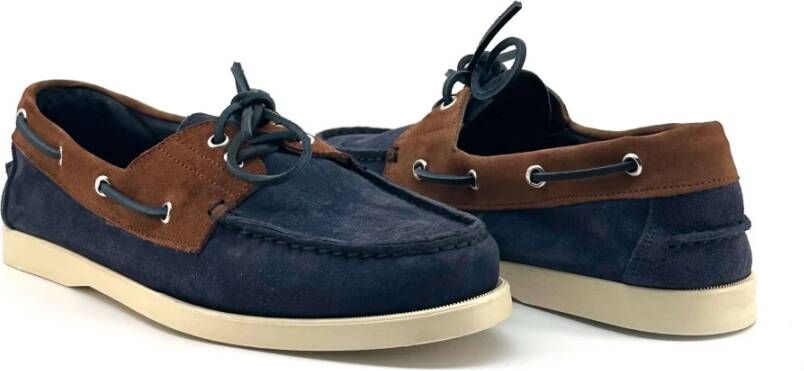 Duca di Morrone Blauw bruin suède mocassins Lente Zomercollectie Blue Heren