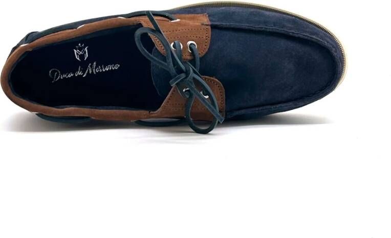 Duca di Morrone Blauw bruin suède mocassins Lente Zomercollectie Blue Heren