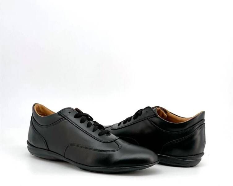 Duca di Morrone Bruin Leren Veterschoenen Black Heren