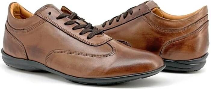 Duca di Morrone Bruin Leren Veterschoenen Ronde Neus Brown Heren