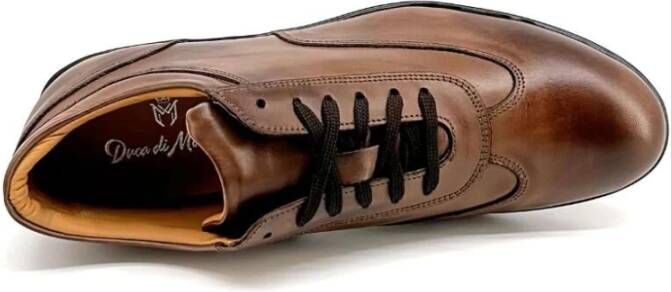 Duca di Morrone Bruin Leren Veterschoenen Ronde Neus Brown Heren