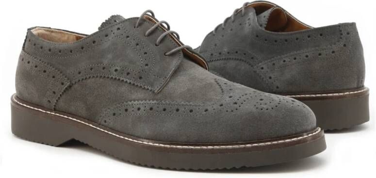 Duca di Morrone Enrico Suède Veterschoenen Grijs Gray Heren