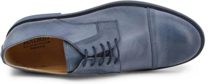 Duca di Morrone Italiaanse Leren Ronde Neus Veterschoenen Blue Heren