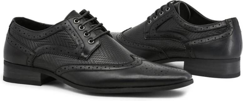 Duca di Morrone Metalen Eyelet Puntige Neus Veterschoenen Black Heren