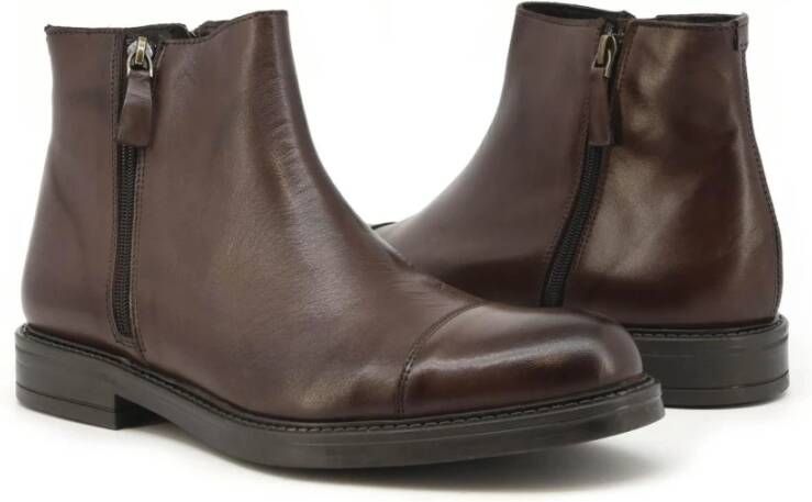 Duca di Morrone Stijlvolle Leren Enkellaarzen Brown Heren