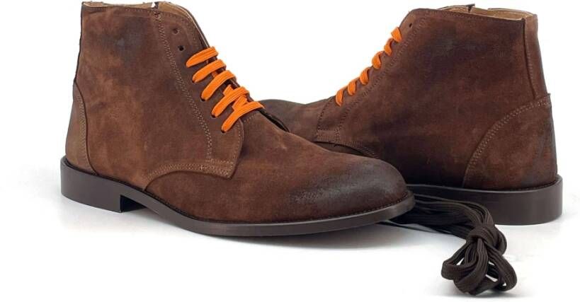 Duca di Morrone Suede Brown Leren Laarzen Brown Heren