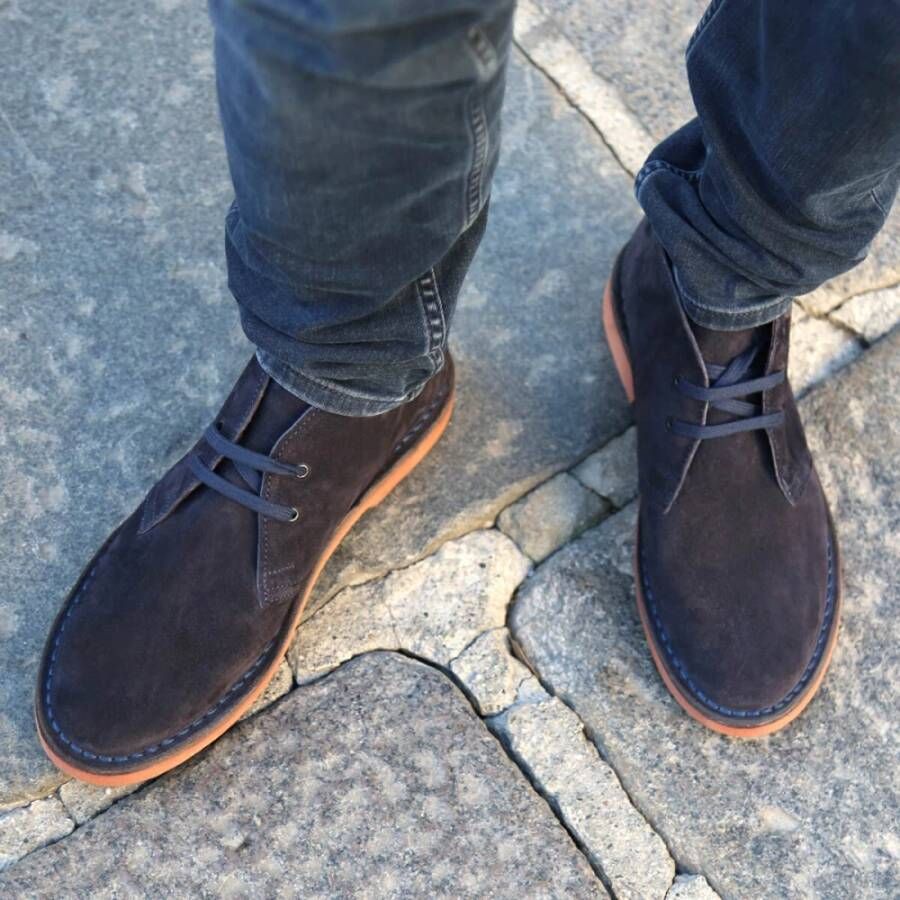 Duca di Morrone Suède Veterschoenen Herfst Winter Mannen Blue Heren