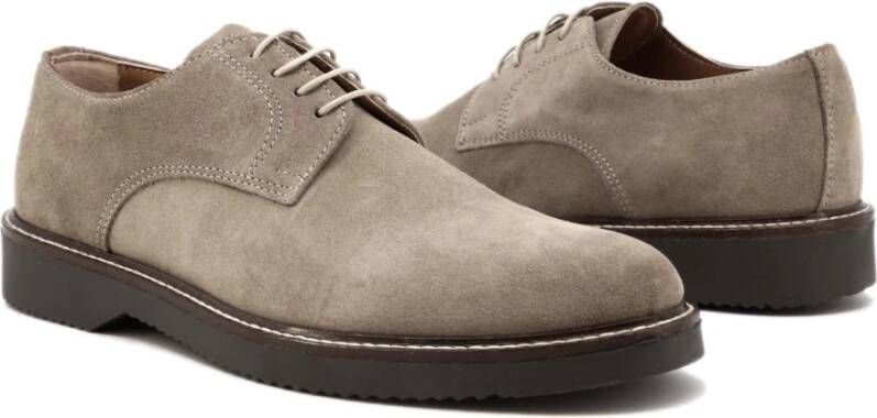 Duca di Morrone Suède Veterschoenen Taupe Brown Heren