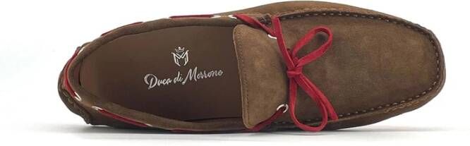 Duca di Morrone Vierkante Neus Suède Loafers Leren Voering Brown Heren