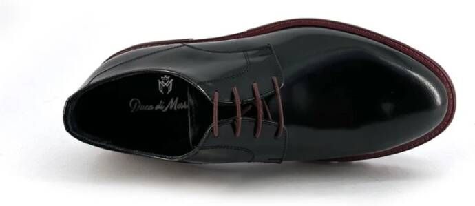 Duca di Morrone Zwart Bordeaux Leren Veterschoenen Black Heren