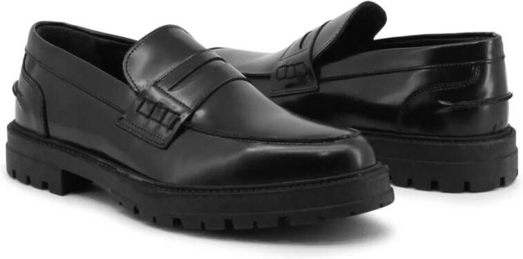 Duca di Morrone Zwarte leren heren loafers Black Heren