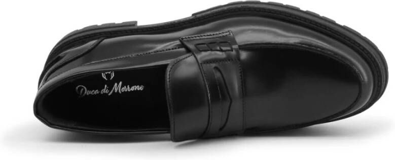 Duca di Morrone Zwarte leren heren loafers Black Heren