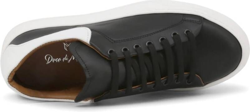 Duca di Morrone Zwarte leren sneakers Herfst Winter Collectie Black Heren