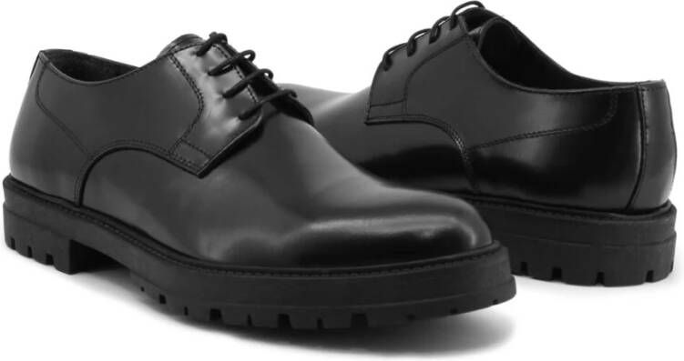 Duca di Morrone Zwarte Leren Veterschoenen Black Heren