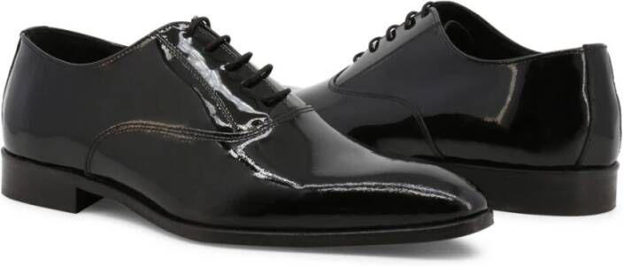 Duca di Morrone Zwarte Leren Veterschoenen Black Heren