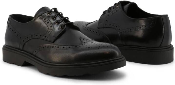 Duca di Morrone Zwarte leren veterschoenen Black Heren