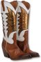 Elena Iachi Bruine Cowboy Boots met Witte Details Brown Dames - Thumbnail 3