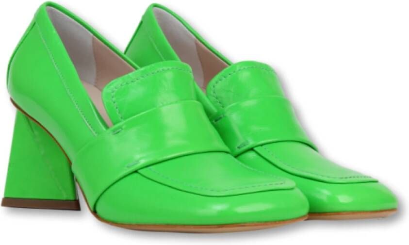 Elena Iachi Groene Loafer met 8cm Hak Green Dames