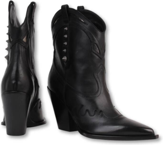 Elena Iachi Studded Black Leather Boots Black Dames