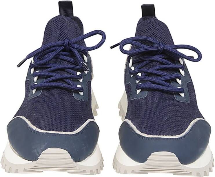 Eleventy Gebreide en Suède Sneaker Schoen Blue Heren