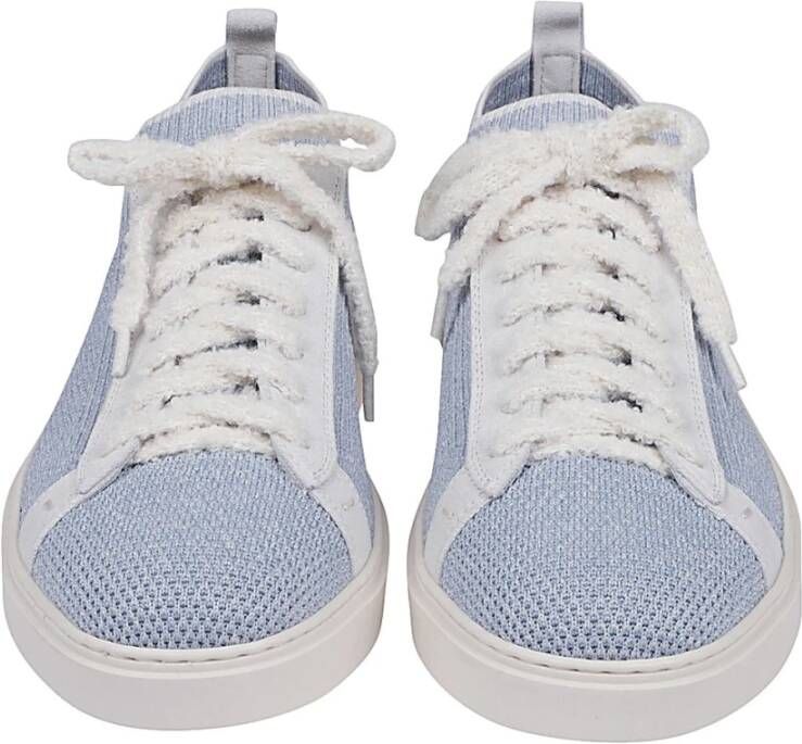 Eleventy Gebreide en Suède Tennissneakers Blue Heren