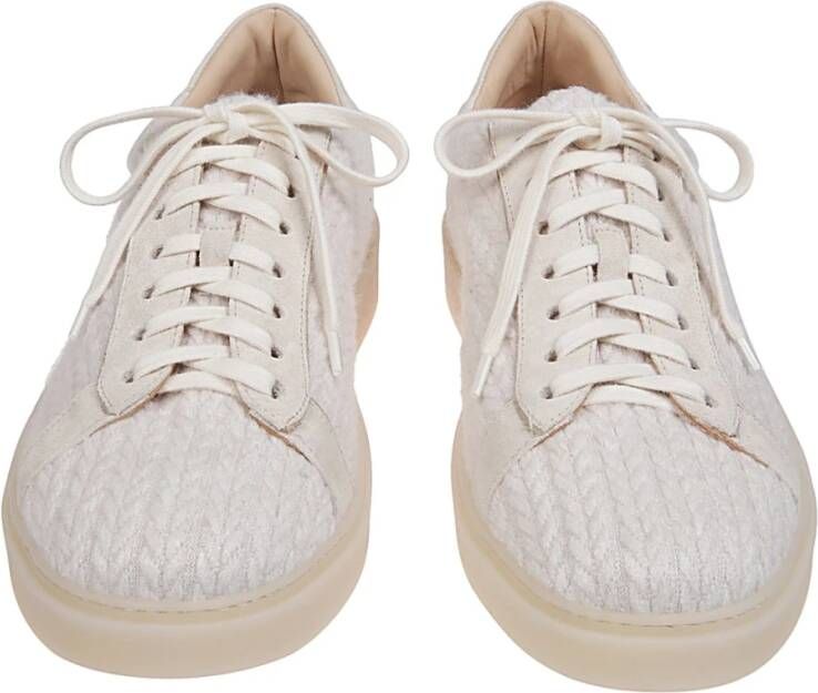 Eleventy Gevlochten Gebreide Sneakers Beige Dames