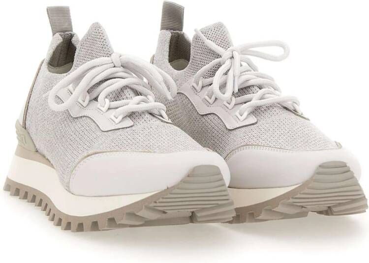 Eleventy Grijze Stof- en Leren Sneakers Gray Heren